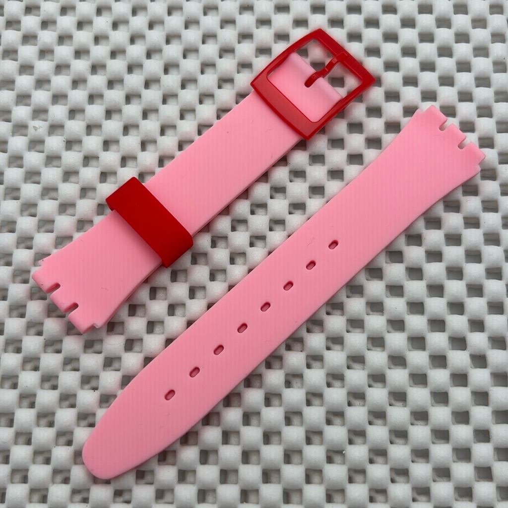 Pink And Red Watch Band Strap Only  Fits Swatch Gent Model